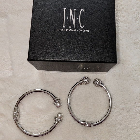 New INC Silver 2-Pc. Imitation Pearl and Crystal - Picture 1 of 5